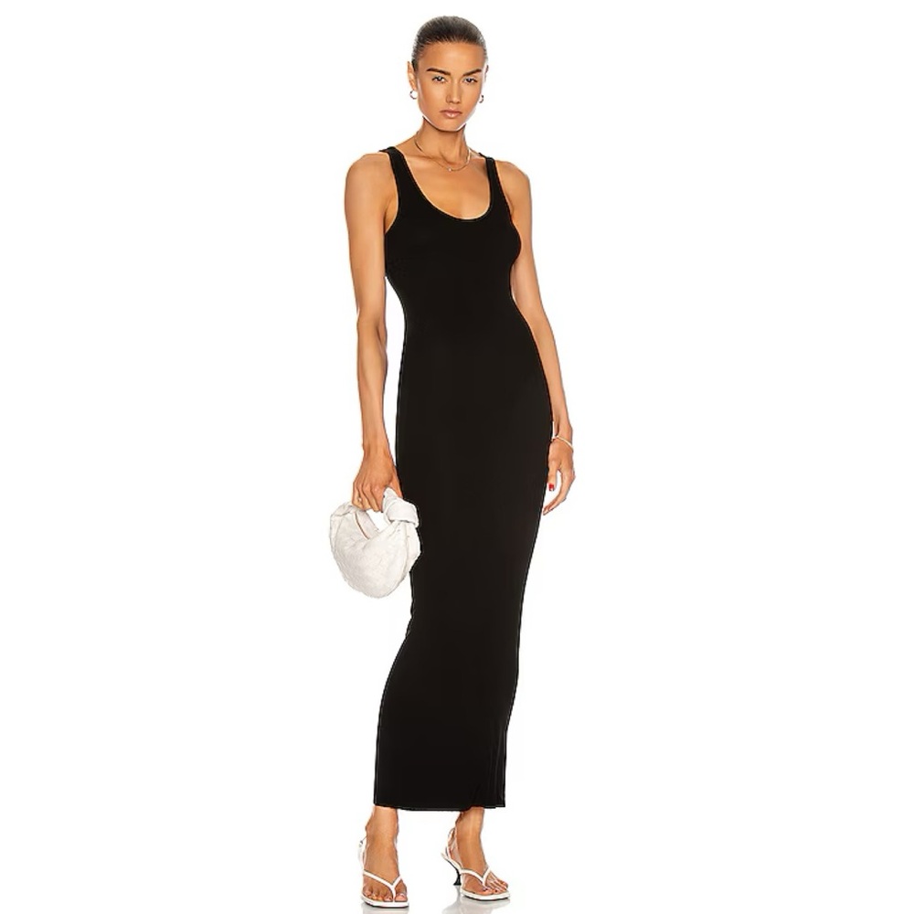 Enza Costa silk rib tank dress in black